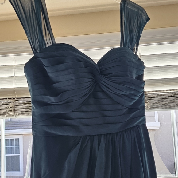 Azazie Women's Size 4 Dress Teal Emerald Green Chiffon - Picture 3 of 4